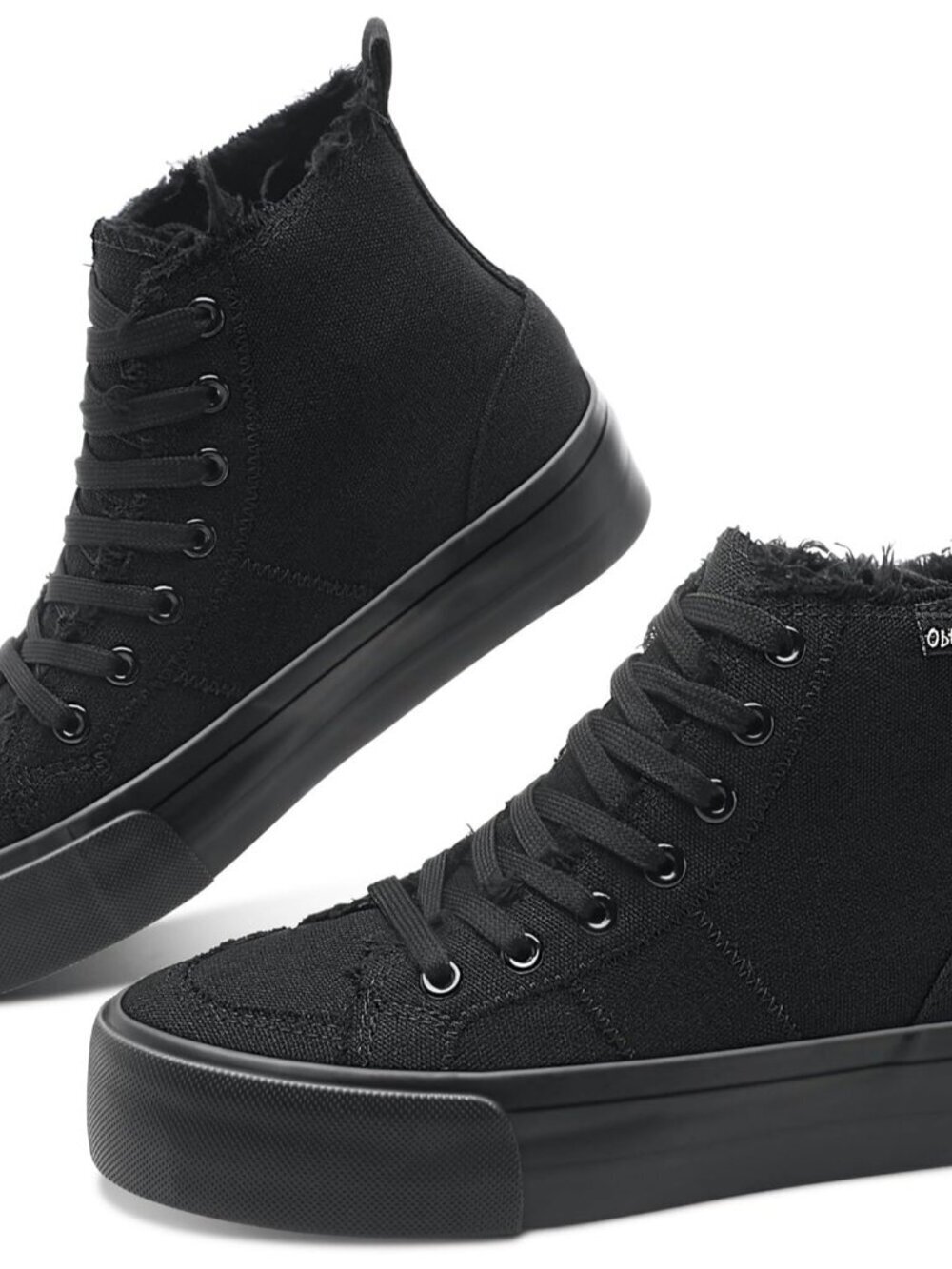 Women's Black Monochrome Mid Calf Play Canvas Comfortable Fashion Sneakers Shoes
